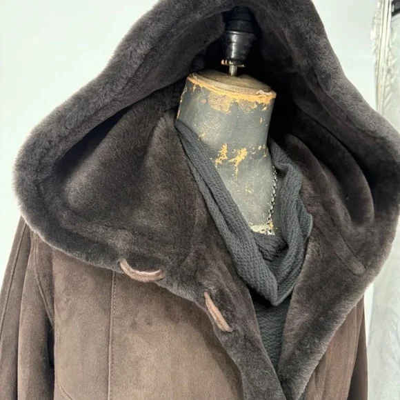 Authentic Overland Shearling Long Coat Coffee/Dark Brown - Picture 9 of 17